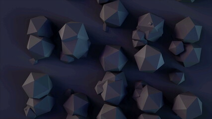 Obraz premium 3d rendering background with icosahedrons shapes with different sizes of elements, computer generated
