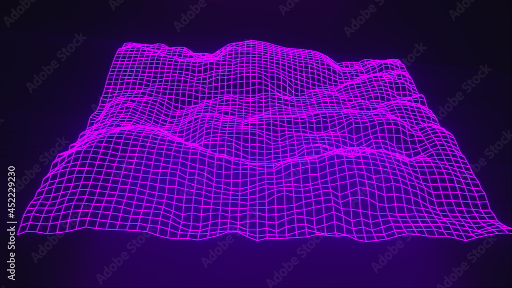 Poster 3d rendering of topographic map concept. computer generated abstract backdrop contour map. wavy surf