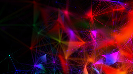 Abstract Polygonal Space Background with Connecting Dots and Lines. 3d rendering