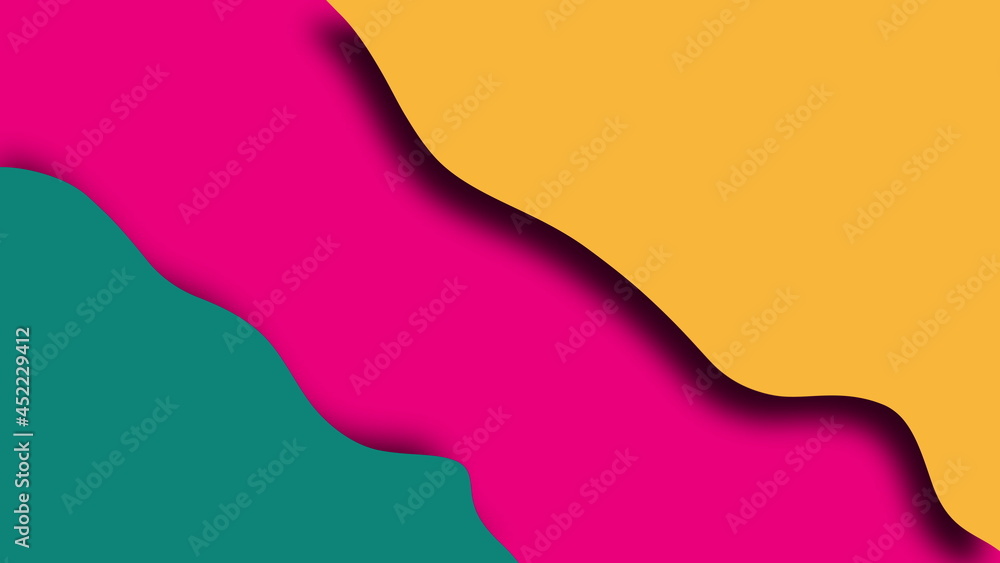 Fototapete simple waves colored shapes with layers, 3d rendering modern creative, computer generated