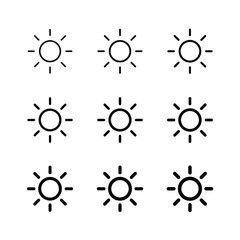 Sun, brightness line icon. Simple outline style. Shine, warm, web, pictogram, sunlight, heat, symbol, weather, intensity setting concept. Vector illustration isolated on white background. EPS 10