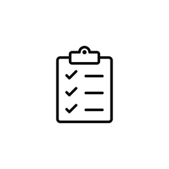 Checklist clipboard line icon. Simple outline style. Quality, check, tick, list, service, data, document, clinic, good, survey concept. Vector illustration isolated on white background. EPS 10