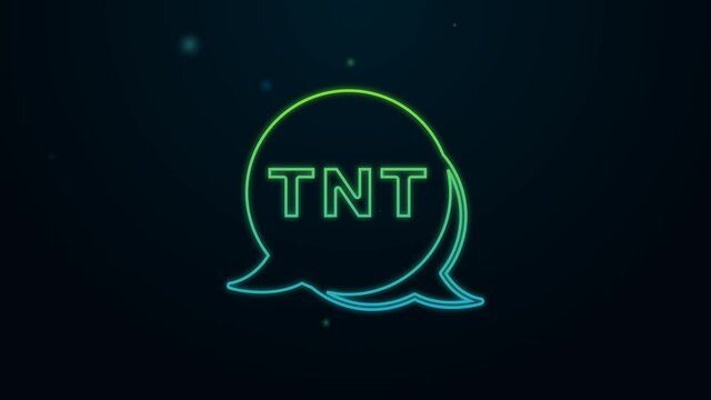 Glowing neon line Detonate dynamite bomb stick icon isolated on black background. Time bomb - explosion danger concept. 4K Video motion graphic animation