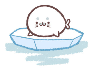 水面と氷の上に乗るアザラシ © kino
