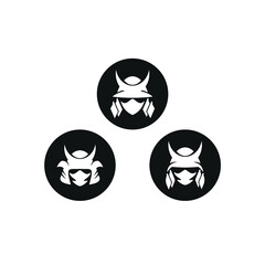 samurai helmet in circle logo icon