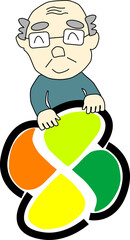 可愛いおじいさんが持つもみじマーク