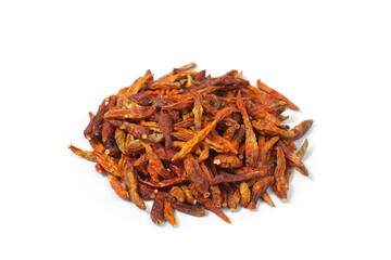 dried chili on white background.