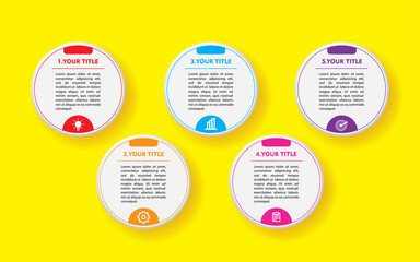 Timeline Infographics Design Vector, Workflow Layout, Diagram, Annual Report, Web Design.  5 Options, Steps or Processes of Business Concept