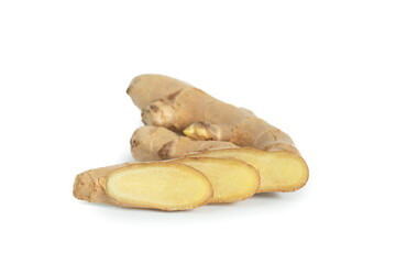 Ginger root isolated on white background,Thai herb.