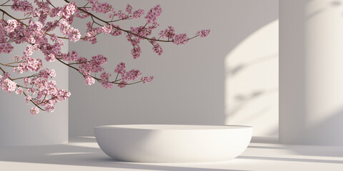 japanese style architect podium background.for branding and product presentation.3d rendering illustration.