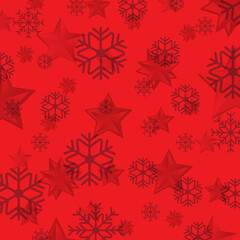 Fototapeta na wymiar Christmas background red snowflakes and stars concept vector