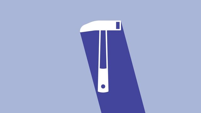 White Firefighter axe icon isolated on purple background. Fire axe. 4K Video motion graphic animation