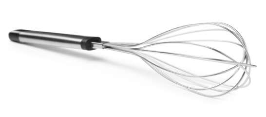 New metal balloon whisk isolated on white