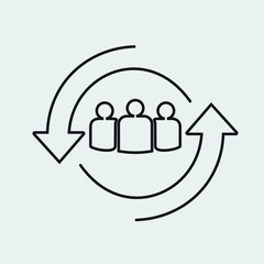 Personnel change line icon. People in round cycle symbol. Human resource concept.