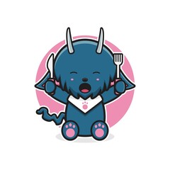 Cute monster ready to eat cartoon icon illustration
