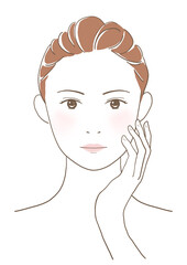 スキンケアをする女性のイラスト