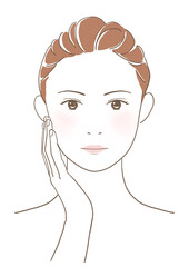 スキンケアをする女性のイラスト