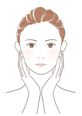 スキンケアをする女性のイラスト