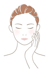スキンケアをする女性のイラスト