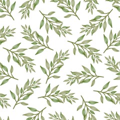 Naklejka na ściany i meble seamless pattern of fresh green leaves for fabric design
