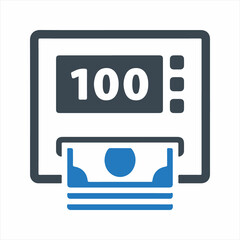 ATM cash out icon, Vector and glyph