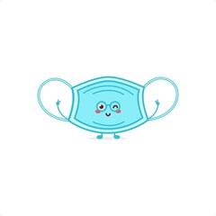 Cute mask character illustration smile happy mascot logo kids play toys template