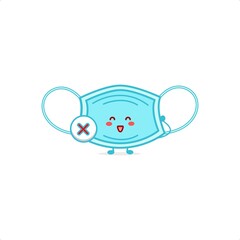 Cute mask character illustration smile happy mascot logo kids play toys template