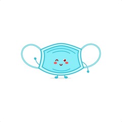 Cute mask character illustration smile happy mascot logo kids play toys template