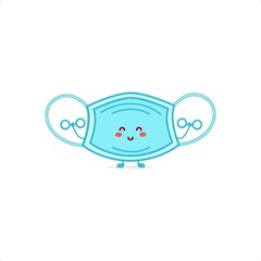 Cute mask character illustration smile happy mascot logo kids play toys template