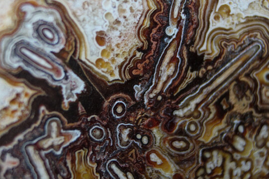 abstract circles and bubbles on mexican laced agate
