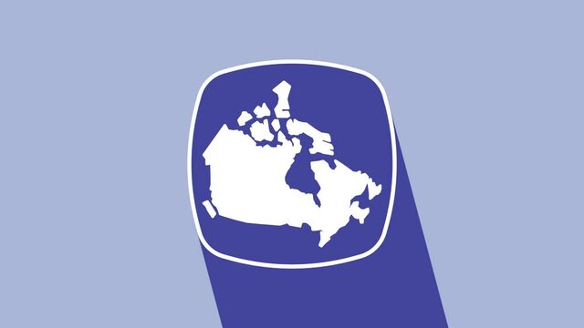White Canada map icon isolated on purple background. 4K Video motion graphic animation