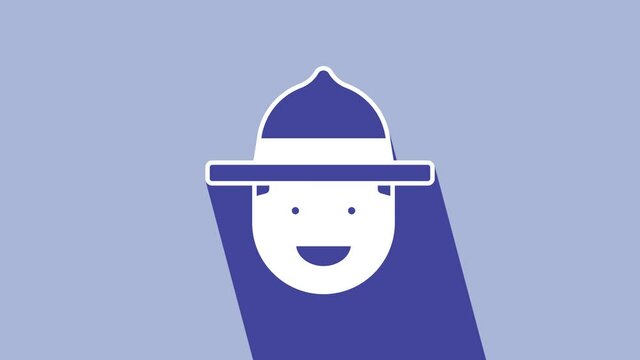 White Canadian ranger hat uniform icon isolated on purple background. 4K Video motion graphic animation