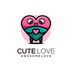 cute love logo illustration