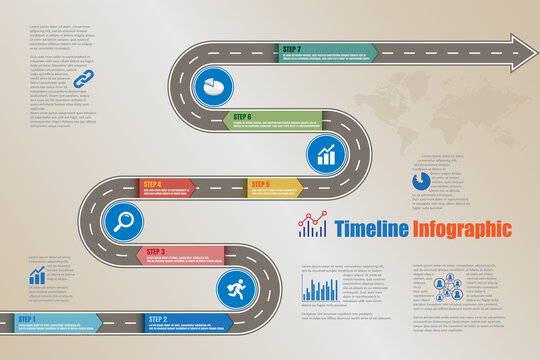 Business Roadmap Timeline Infographic Flat Design Template With Step Labels For Background Element Modern Diagram Process Technology Marketing Data Presentation Chart Vector Illustration