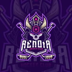 Samurai Head Mascot Logo Design Illustration For Hockey Club