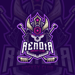 Samurai Head Mascot Logo Design Illustration For Hockey Club