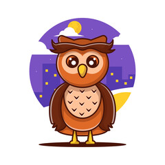 Cute Owl Cartoon Illustration