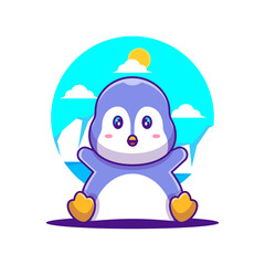 Cute Penguin Cartoon Illustration