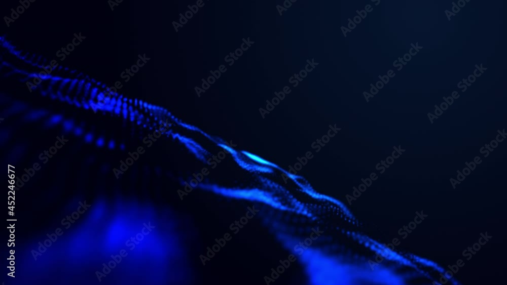 Poster abstract 3d rendering technology dark blue digital wave background concept. 4k seamless loop beautif