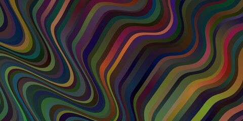 Dark Green, Red vector pattern with curved lines.