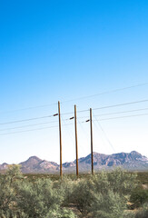 power lines in the mountains