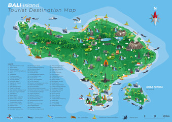 Bali Tourist Destination Map with Details