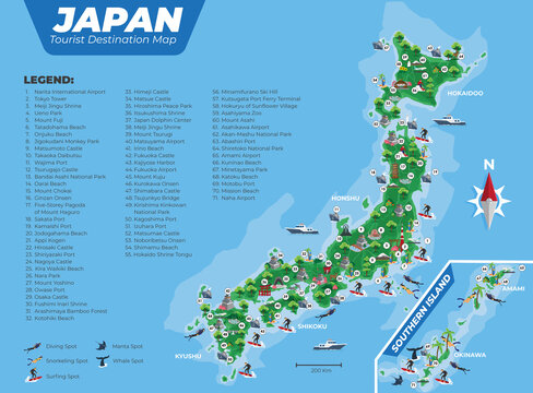 Japan Tourist Destination Map With Details