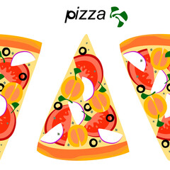 pizza fruit and vegetable food vector illustration