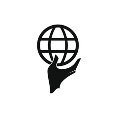 world icon image on a hand