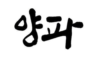 Korean text food name hand written Onion
