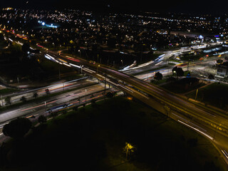 Fototapeta na wymiar traffic on highway at night Bogotá