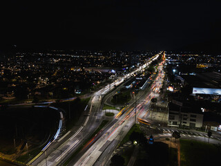 Fototapeta na wymiar traffic at night Bogotá