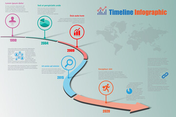 Business roadmap timeline infographic pointer designed for background template element modern diagram process web pages technology digital marketing data presentation chart Vector illustration