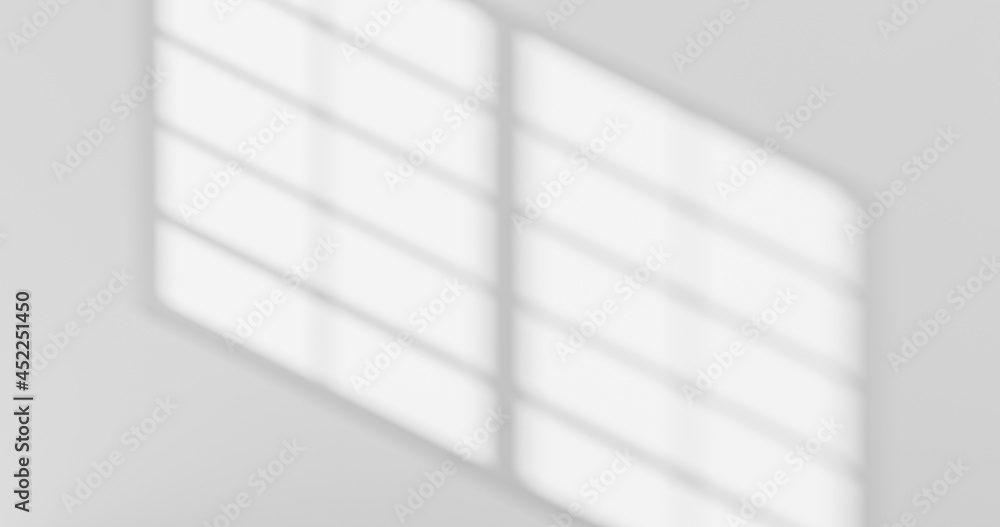Poster abstract window overlay shadow sunlight design and white wall on empty gray background blurred surfa